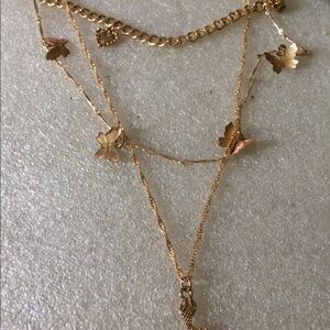 Double chain beterfly necklace